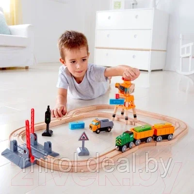 Железная дорога игрушечная Hape С краном / E3732-HP - фото 3 - id-p195235524