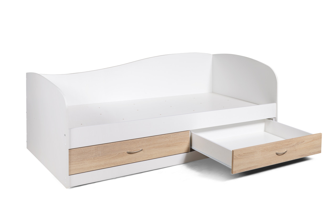 Кровать с ящиками "Лагуна-2" Мебель-Класс белый/дуб сонома - фото 2 - id-p178677225