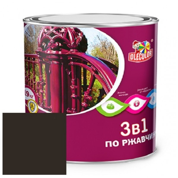 OLECOLOR Грунт-эмаль по ржавчине 3 в 1 Шоколадный 4кг