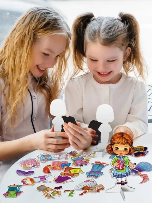 Магнитные куклы с гардеробом VS27 набор детская игра одень куклу на магнитах одевашки бумажные модницы - фото 3 - id-p195243525