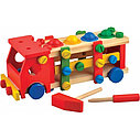Детский деревянный конструктор стучалка-машинка, игрушка логическая развивающий сортер для детей, фото 3