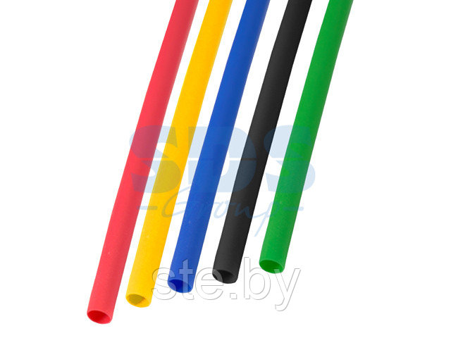 Набор термоусадочной трубки 5,0 / 2,5 мм, пять цветов (упак. 50 шт. по 1 м) REXANT - фото 1 - id-p195405976
