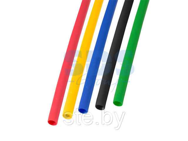 Набор термоусадочной трубки 3,0 / 1,5 мм, пять цветов (упак. 50 шт. по 1 м) REXANT - фото 1 - id-p195405979