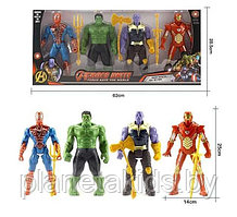 Игровой набор Супергероев (4 шт) Марвел, героев Marvel с оружием, световой эффект, арт. 499-3