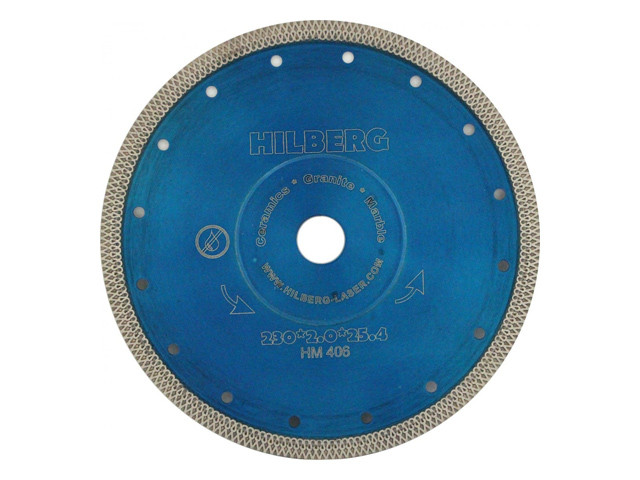 Алмазный круг 230х25,4/22,23 мм по керамике сплошн.ультратонкий Turbo HILBERG - фото 1 - id-p195407394