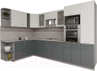 Готовая кухня Интерлиния Мила Gloss 1.88x3.2 левая