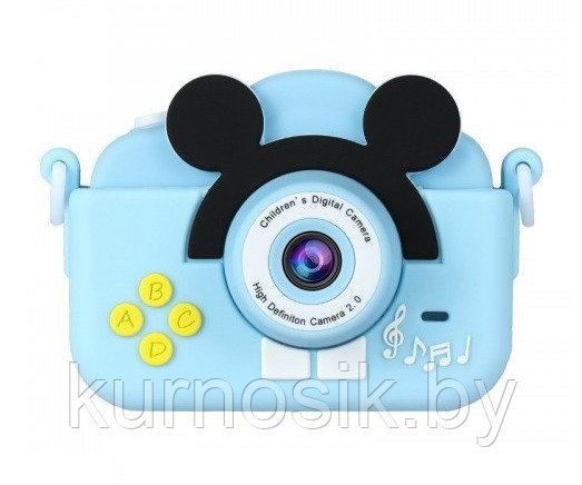Детский фотоаппарат Kids Cam Микки Маус с селфи камерой, голубой - фото 1 - id-p195444174