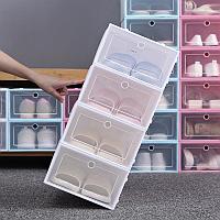 Коробка для хранения обуви с дверцей - этажерка - обувница, размер 31х21,5х12,5см, белый 557076