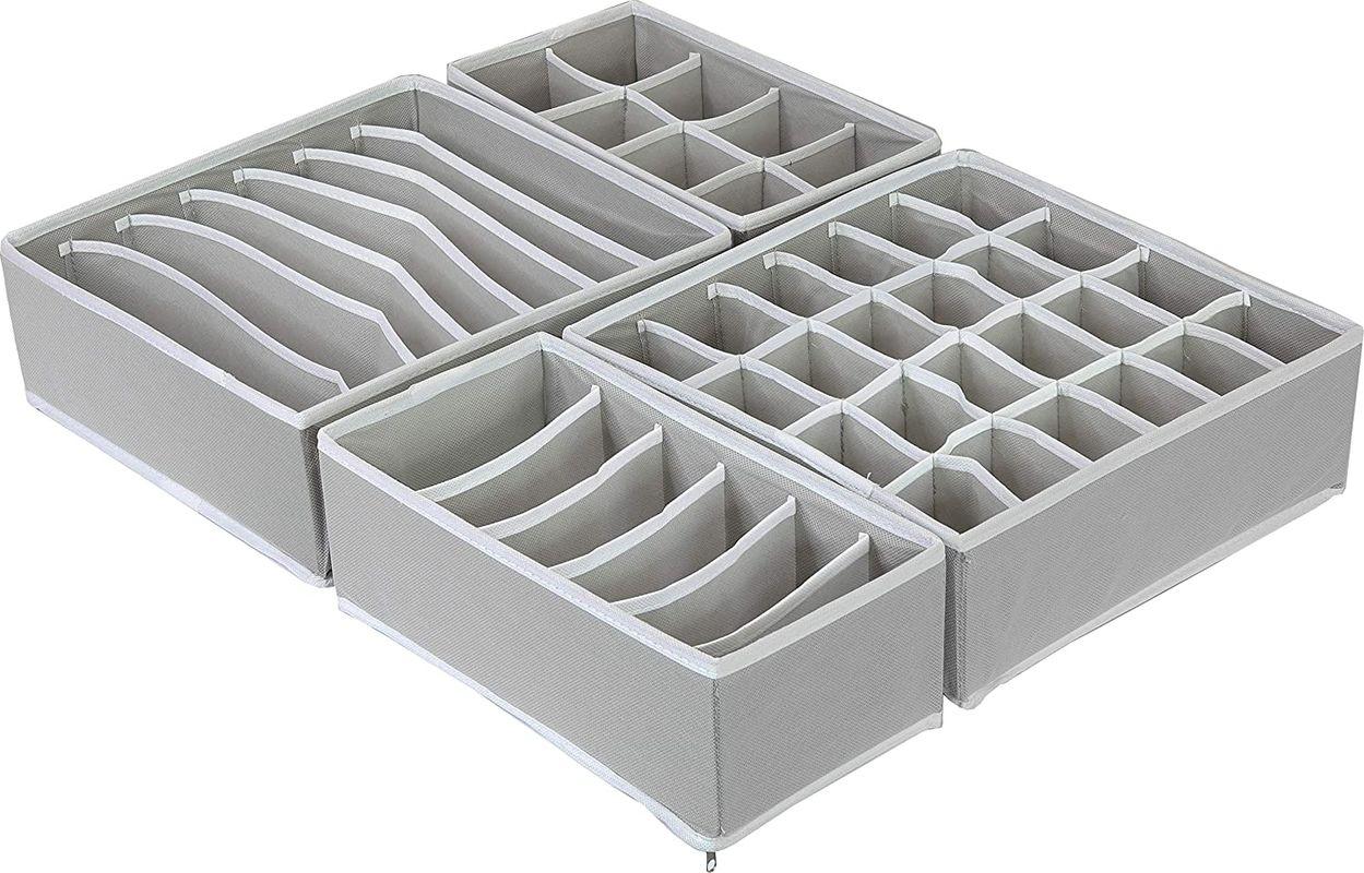 Органайзер для шкафа или комода - коробки для хранения одежды (нижнего белья, вещей), набор 4 предмета, серый - фото 2 - id-p195447746