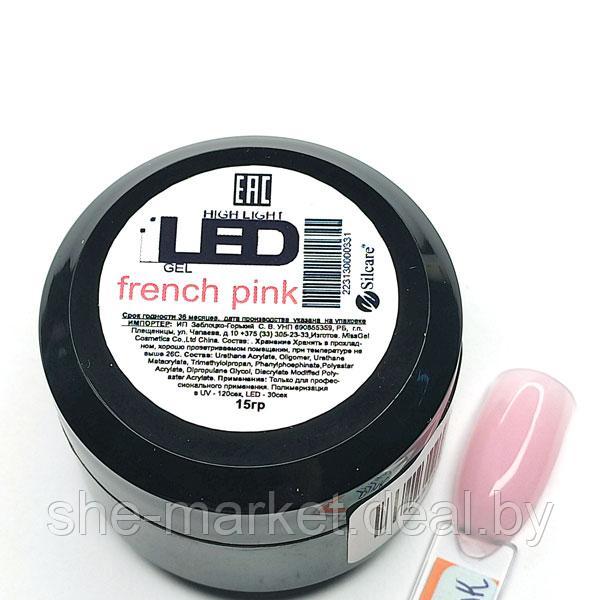 LED French Pink- нежно розово-молочный гель для наращивания ногтей, 15гр (silcare) - фото 1 - id-p191522734