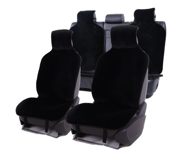 Меховые накидки на сиденья автомобиля (комплект на весь авто) черные - фото 2 - id-p195475173