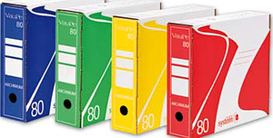 Коробка архивная А4 8см, бело-красного цвета