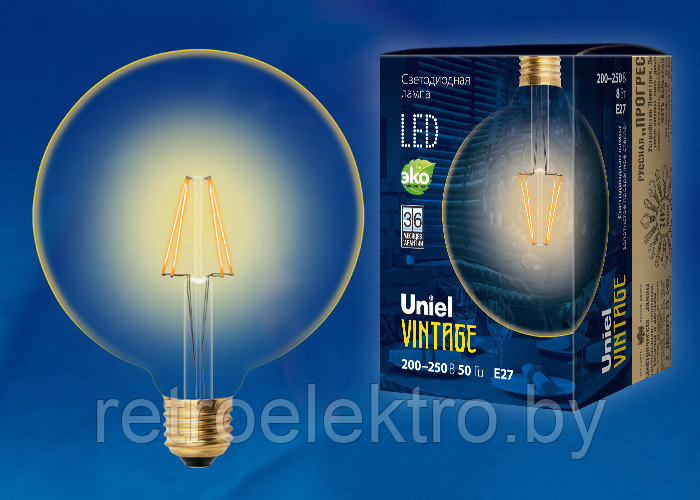 Ретро лампа Эдисона светодиодная LED-G125-8W/GOLDEN/E27 - фото 4 - id-p89197600