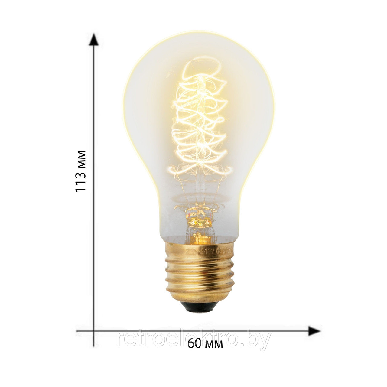 Ретро лампа накаливания Эдисона UNIEL IL-V-A60-40/GOLDEN/E27 CW01 - фото 4 - id-p130496147