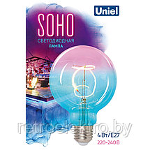 Ретро лампа светодиодная Uniel SOHO: Синяя/винная колба LED-SF01-4W/SOHO/E27/CW BLUE/WINE GLS77TR., фото 3