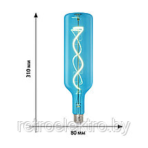 Ретро лампа светодиодная. Голубая колба. Спиральный филамент LED-SF21-5W-SOHO-E27-CW BLUE GLS77BL, фото 3