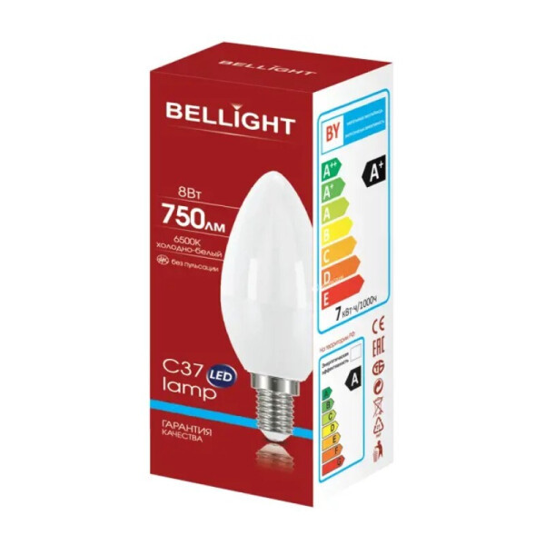 Лампа светодиодная Свеча C37 8W E14 6500K BELLIGHT - фото 1 - id-p195447711