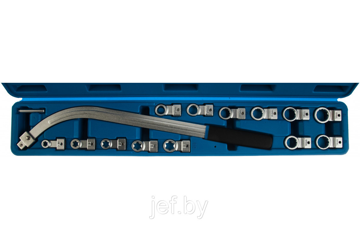 Ключ накидной удлиненный изогнутый в наборе со сменными насадками 15 предметов ROCKFORCE RF-40131515