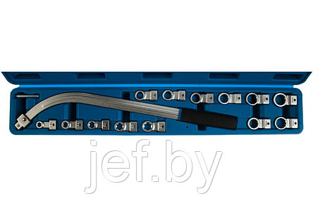 Ключ накидной удлиненный изогнутый в наборе со сменными насадками 15 предметов ROCKFORCE RF-40131515, фото 2