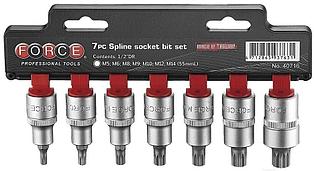 Набор головок-бит SPLINE (12гр) (L=50мм) 7 предметов 1/2" FORCE 40716