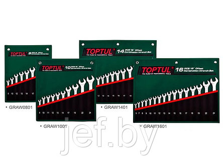 Набор ключей комбинированных 15° 16 шт в сумке TOPTUL GRAW1601, фото 2