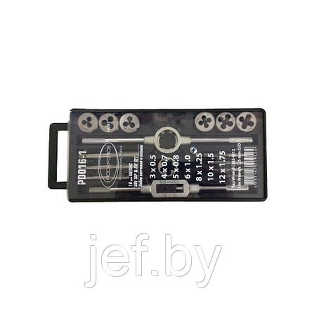 Набор метчиков и плашек метрических 16 предметов в пенале ROCKFORCE RF-PD016-1, фото 2