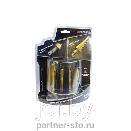 Набор метчиков и сверел ступеньчатых 6 предметов FORSAGE F-44731, фото 2