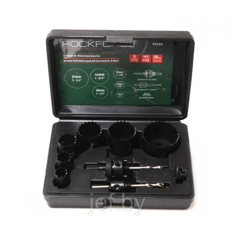 Набор пил кольцевых биметаллических HSS 9 предметов ROCKFORCE RF-BHS09