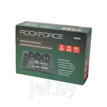 Набор пил кольцевых биметаллических HSS 9 предметов ROCKFORCE RF-BHS09, фото 2