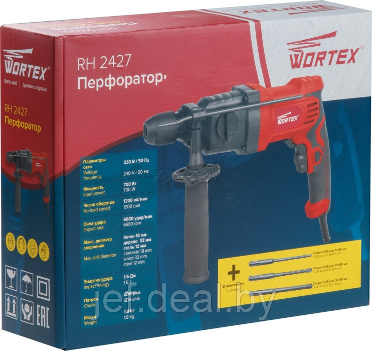 Перфоратор RH 2427 в коробке + набор буров WORTEX RH242700025 - фото 5 - id-p195487023