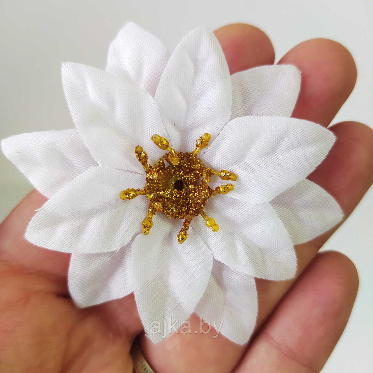 Цветок искусственный Пуансеттия 7 см, белый - фото 3 - id-p194049103