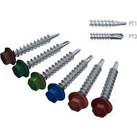 Саморез кровельный 4.8х35 мм цинк, шайба с прокладкой, PT1, RAL 8017 (4500 шт ) (по дереву, цвет