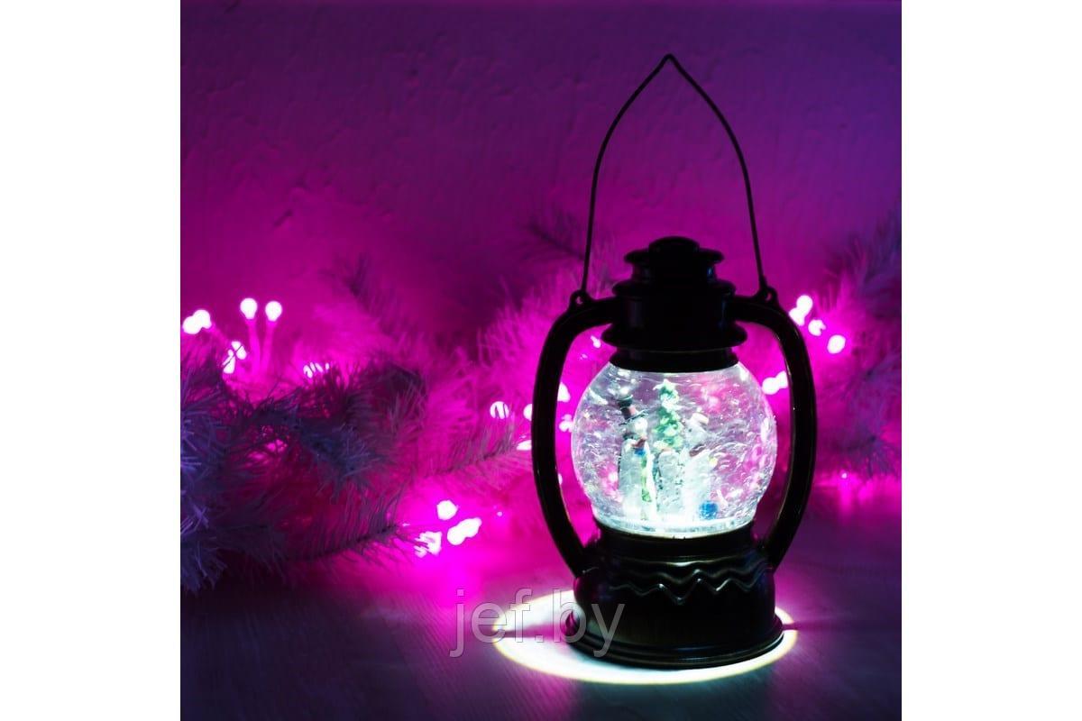 Декоративный фонарь с эффектом снегопада и подсветкой снеговики белый NEON-NIGHT 501-061 - фото 7 - id-p195483401