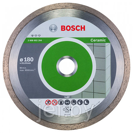 Алмазный круг 180х22 мм по керамике сплошн. STANDARD FOR CERAMIC сухая резка BOSCH 2608602204, фото 2