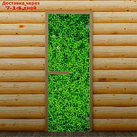 Дверь для бани и сауны "Зелень", 190 х 70 см, с фотопечатью 6 мм Добропаровъ