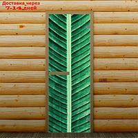 Дверь для бани и сауны "Пальмовый лист", 190 х 70 см, с фотопечатью 6 мм Добропаровъ