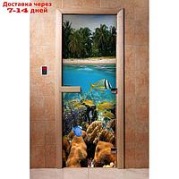 Дверь с фотопечатью, стекло 8 мм, размер коробки 190 × 70 см, правая, цвет А067