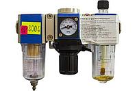 Блок подготовки воздуха MINI регулятор давления с нижним расположением+фильтр+маслодобавитель 0-10 BAR 1/4"