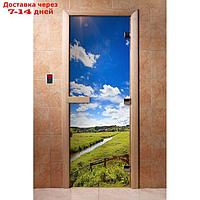 Дверь с фотопечатью, стекло 8 мм, размер коробки 190 × 70 см, правая, цвет А092