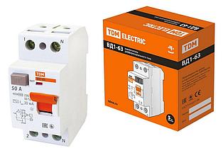 Устройство защитного отключения ВД1-63 2Р 50А 30мА TDM SQ0203-0016