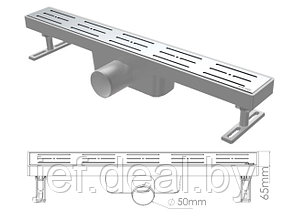 Сливной трап горизонтальный D 50 решетка нержавеющая 65х400мм NOVA 5102.001