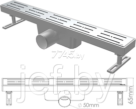 Сливной трап горизонтальный D 50 решетка нержавеющая 65х500мм полоски NOVA 5103.001