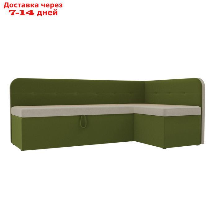 Кухонный угловой диван "Форест", механизм дельфин, микровельвет, цвет бежевый / зеленый - фото 1 - id-p195458755