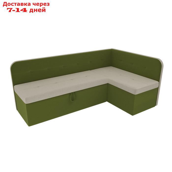 Кухонный угловой диван "Форест", механизм дельфин, микровельвет, цвет бежевый / зеленый - фото 3 - id-p195458755
