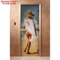Дверь с фотопечатью, стекло 8 мм, размер коробки 190 × 70 см, левая, цвет А013