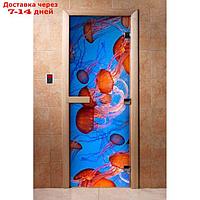 Дверь с фотопечатью, стекло 8 мм, размер коробки 190 × 70 см, левая, цвет А088