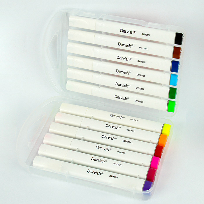 Фломастеры 12 цветов со штампиками в пластиковом футляре - фото 2 - id-p195492525