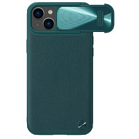 Силиконовая накладка c пластиной MagSafe Nillkin CamShield Leather Case S Зеленая для Apple iPhone 14 Plus