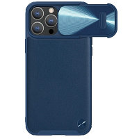 Силиконовая накладка c пластиной MagSafe Nillkin CamShield Leather Case S Синяя для Apple iPhone 14 Pro