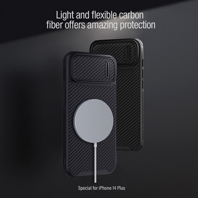 Пластиковый чехол с пластиной Magsafe Nillkin Synthetic Fiber S Magnetic Case Черный для Apple iPhone 14 Plus - фото 9 - id-p195493031